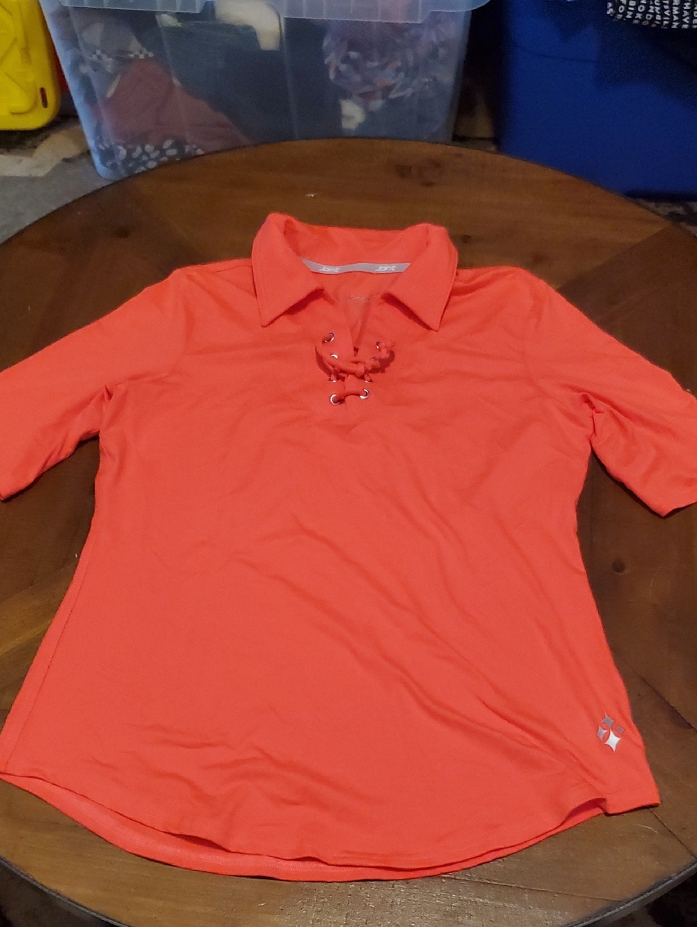 Jofit Coral Lace-Up Short Sleeve Polo Top
